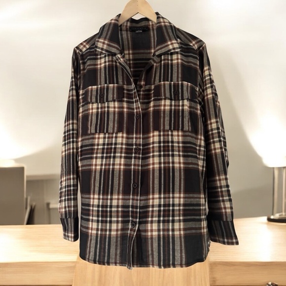 Sanctuary Tops - Sanctuary plaid Lightweight Button Down Top NWOT